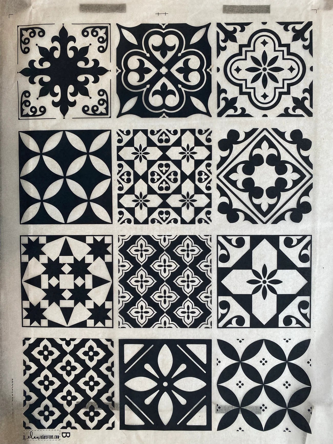 Papel Transfer Underglaze  con Diseño - Negro